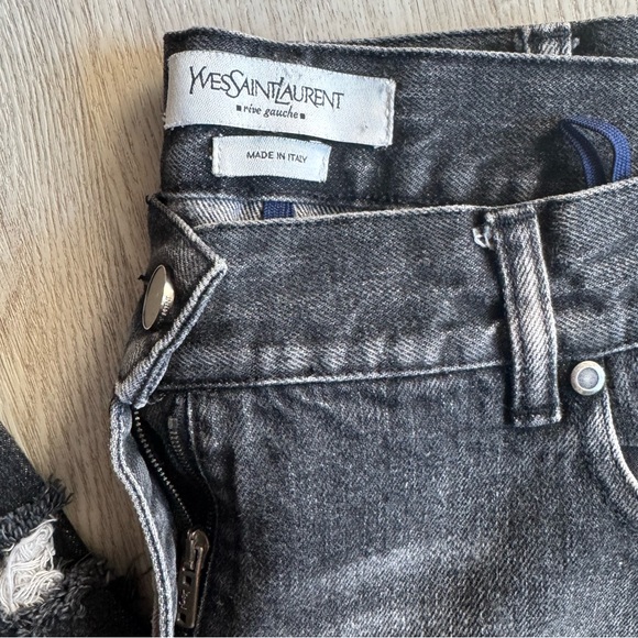 YSL Distressed Denim Faded Style Black Mid Rise Bootcut Jeans Edgy Cool Medium - Picture 2 of 11